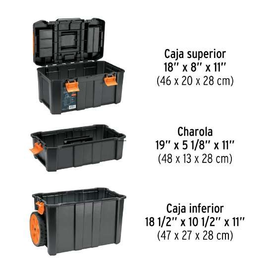 CAJA PARA HERRAMIENTAS 19"X25" 3 EN 1 DESMONTABLE CON RUEDAS 102644 - TRUPER
