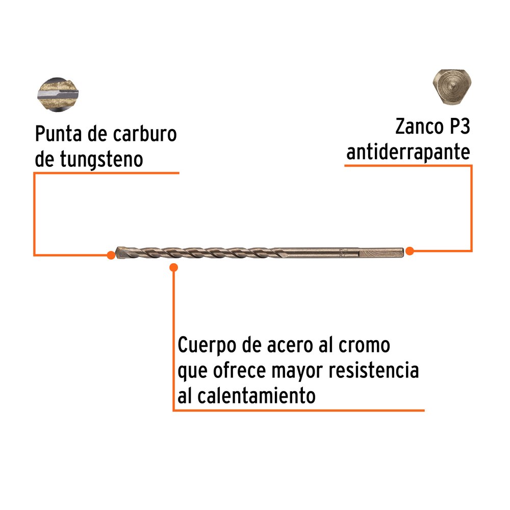 BROCA CONCRETO 1/4" X 6" ZANCO 11206 - TRUPER