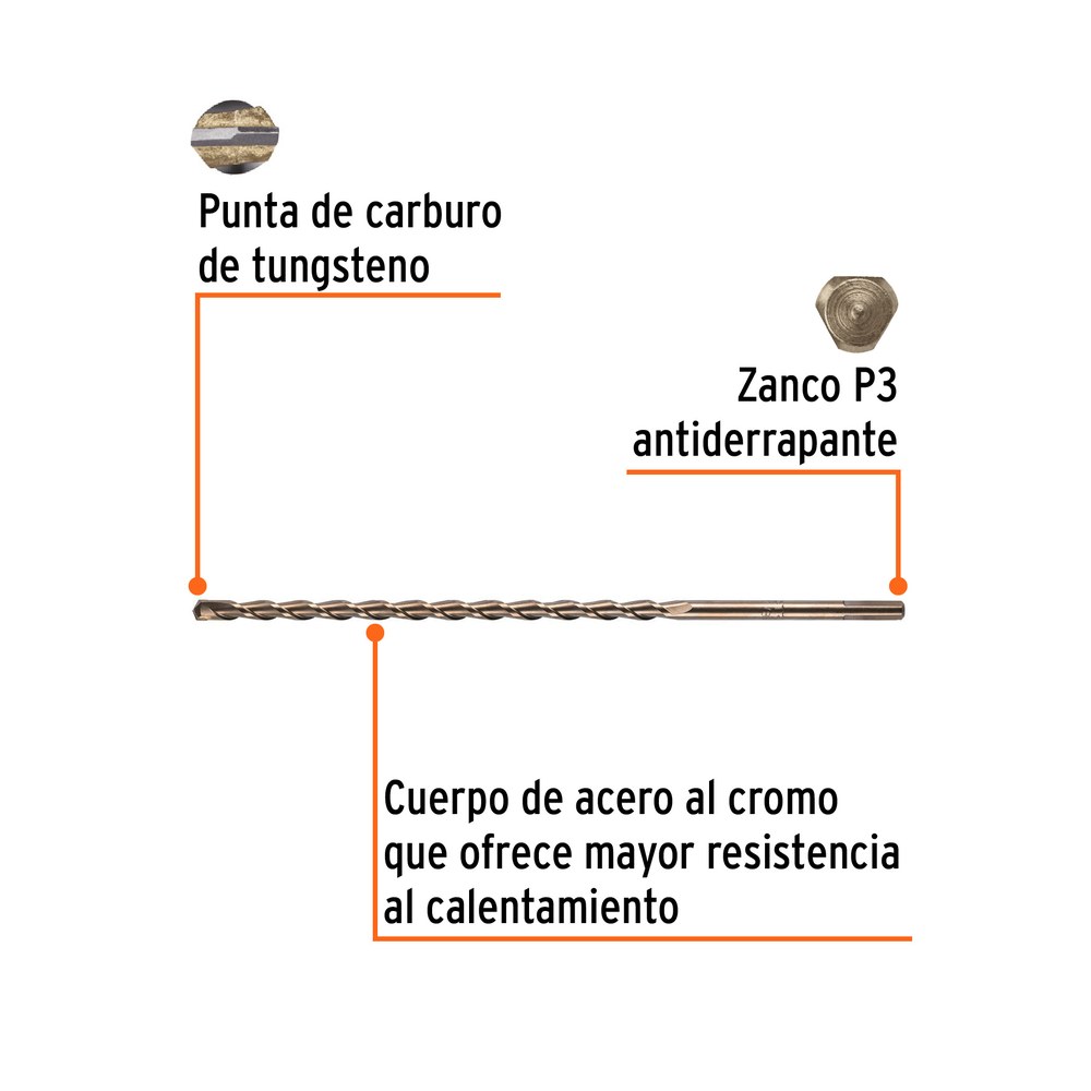 BROCA CONCRETO 3/8" X 12" ZANCO 11227 - TRUPER