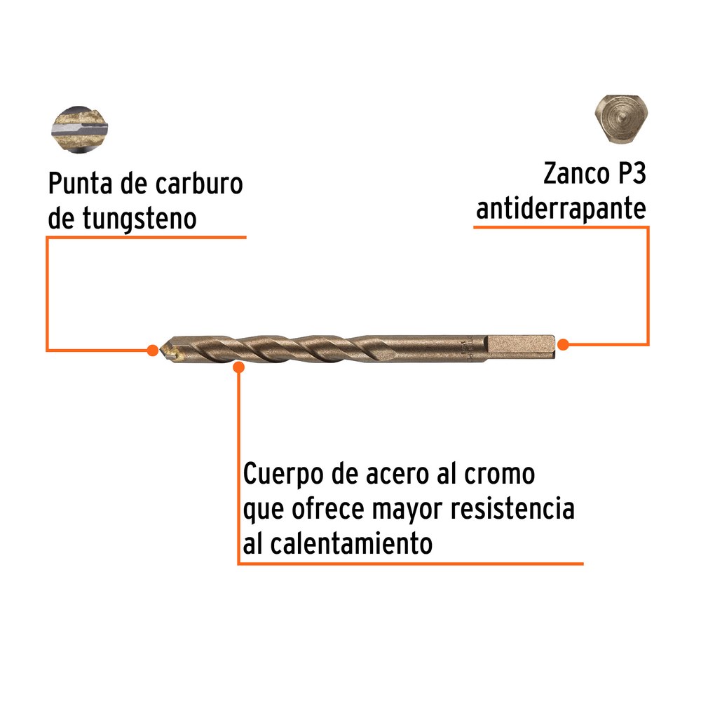 BROCA CONCRETO 1/2" X 6" ZANCO 11230 - TRUPER