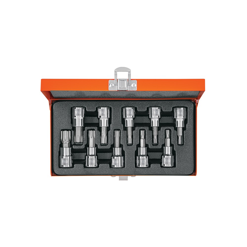 JUEGO DE 10 DADOS CUADRO 3/8" PUNTA TORX, ESTUCHE METALICO-MARCA 13976 - TRUPER
