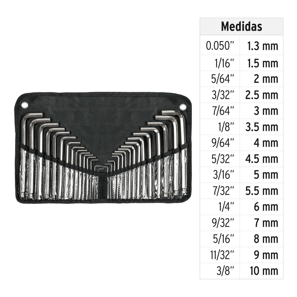 JUEGO LLAVES ALLEN LARGAS STD Y MM 30 PIEZAS 15562 - TRUPER