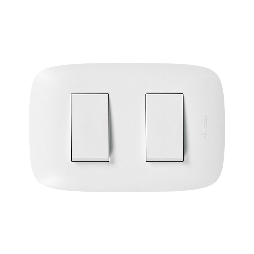 PLACA BTICINO INTERRUPTOR DOBLE BLANCO