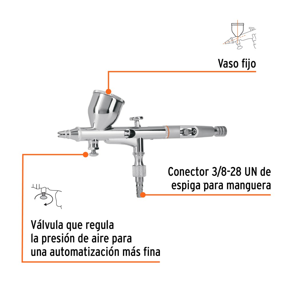 PISTOLA AEROGRÁFICA DE GRAVEDAD CON VASO FIJO, TRUPER 16020