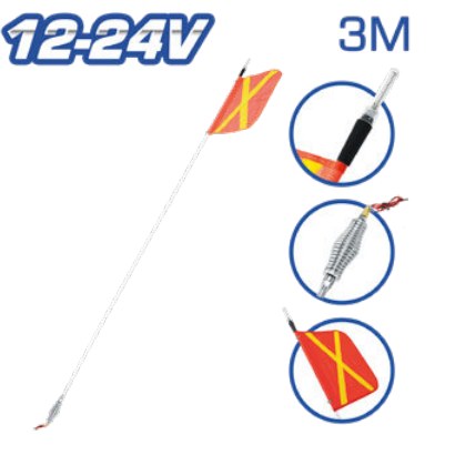 PERTIGA DE SEGURIDAD 12-24V 10PIES LED C/ BANDERA