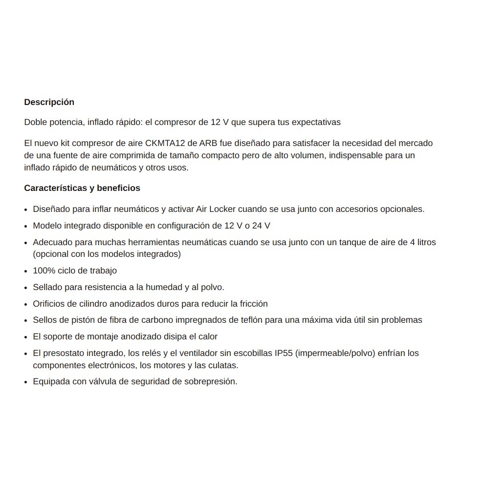 COMPRESOR DE AIRE 12VCKMTA12 DOBLE MOTOR- ARB