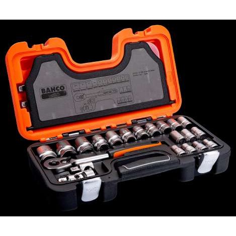 JUEGO DE DADOS Y ACC MILIMETRICOS CON RACHET 1/2" 24PZAS S240 BAHCO