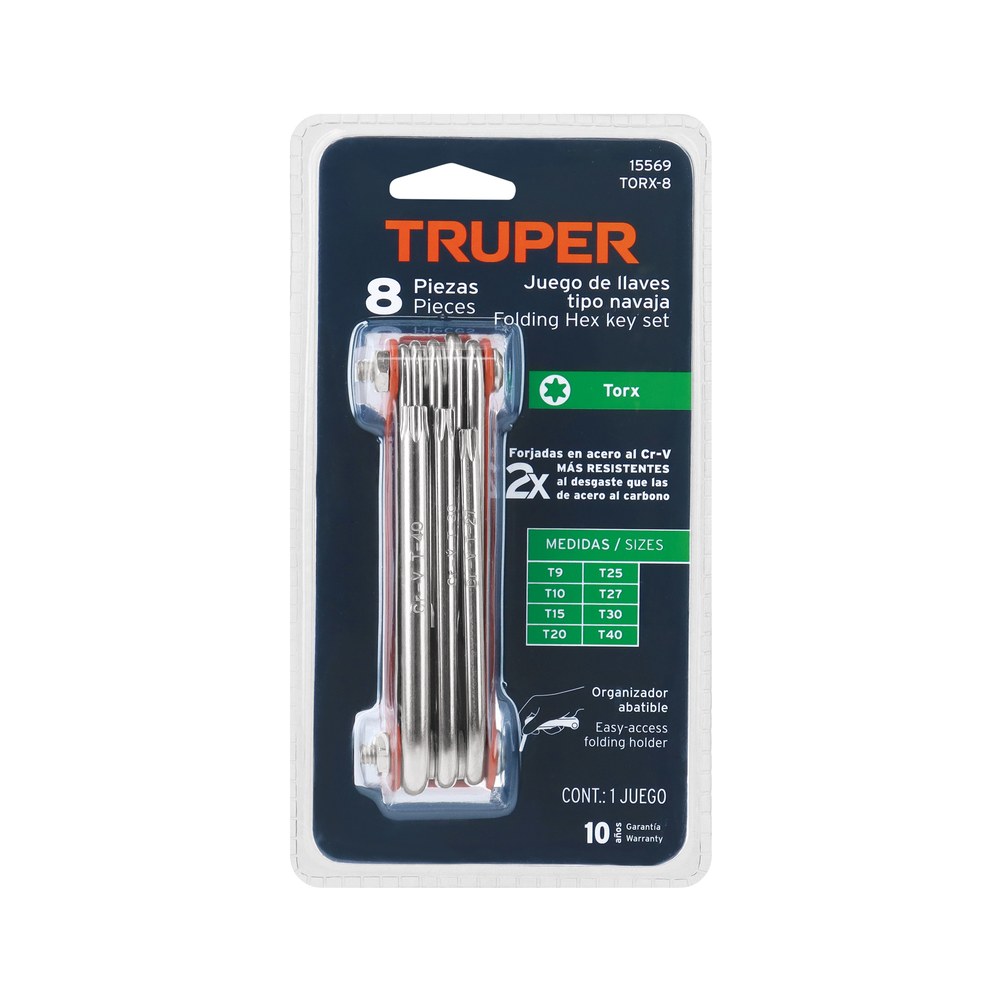JUEGO DE 8 LLAVES TORX TIPO NAVAJA - TRUPER 15569